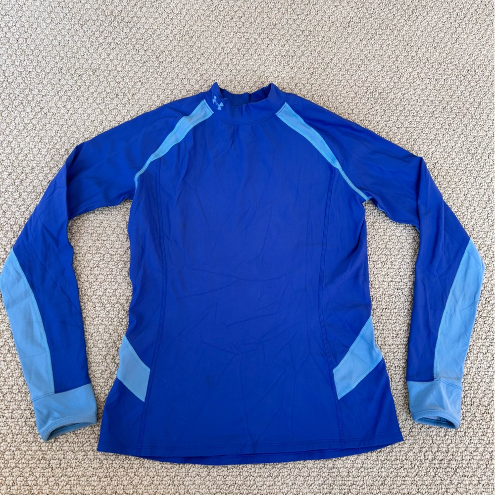 Under Armour Purple Mock Neck Coldgear Fitted Compression Base Layer Shirt M